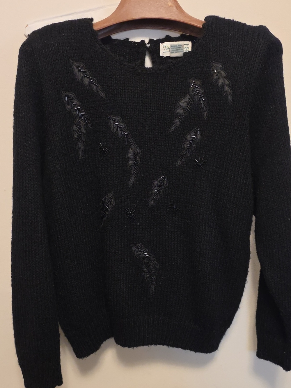 Embellished Black Crewneck Sweater - Unbranded